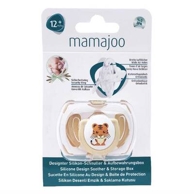 Mamajoo Orthodontic Silicone Soother with Storage Box – Tiger, 0m+