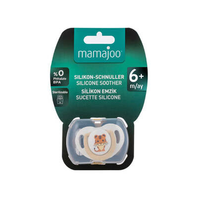 Mamajoo Orthodontic Silicone Soother with Storage Box – Tiger, 6m+