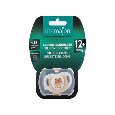 Mamajoo Orthodontic Silicone Soother with Storage Box – Tiger, 12m+