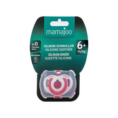 Mamajoo Orthodontic Silicone Soother with Storage Box – Ladybird, 6m+