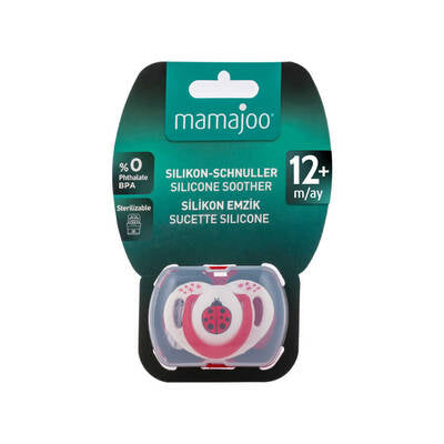 Mamajoo Orthodontic Silicone Soother with Storage Box – Ladybird, 12m+