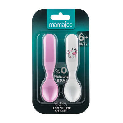 Mamajoo Toddler Spoons Set – Cow & Pink