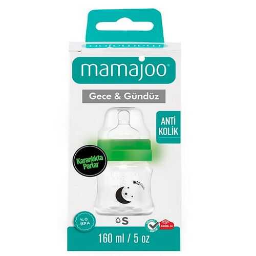 Mamajoo Night&Day Baby Feeding Bottle with Anti-Colic Silicone Teat Small – 160ml