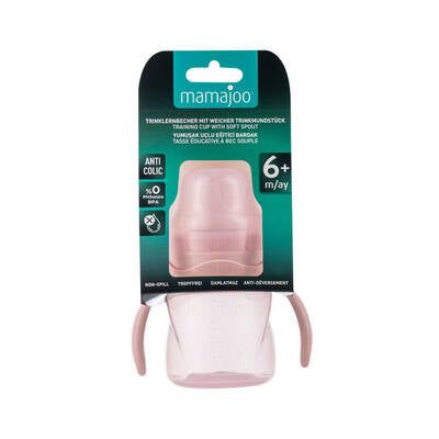Mamajoo Non-Spill Training Cup with Handles & Anti-Colic Spout – Powder Pink, 160ml