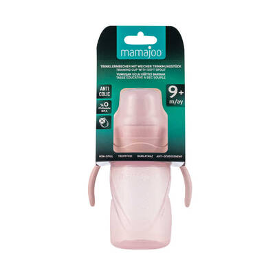 Mamajoo Non-Spill Training Cup with Handles & Anti-Colic Spout – Powder Pink, 270ml