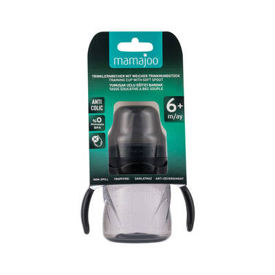 Mamajoo Non-Spill Training Cup with Handles & Anti-Colic Spout – Black, 160ml