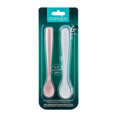 Mamajoo Baby Feeding Spoons with Storage Box – Powder Pink, 2 Pack