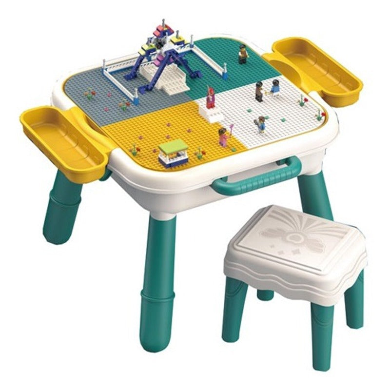 Building Blocks Activity Table with Stool – 29 Pieces Educational Play ...