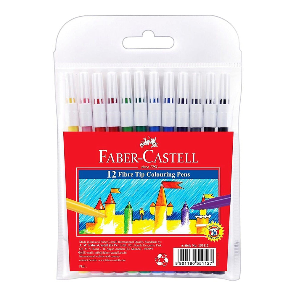 Faber Castell-12 Fibre-Tip Colour Markers 155112