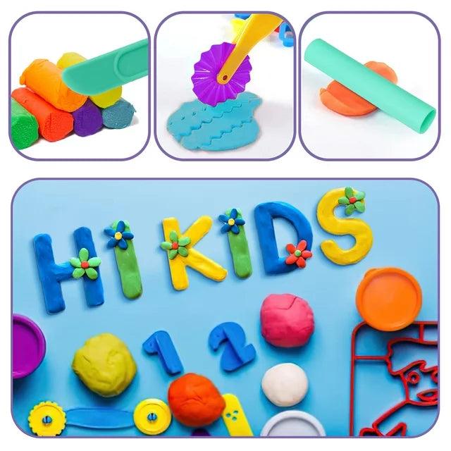 Hot Bee 49 Pcs Letters and Numbers Play Dough Set for Toddlers, Educational Learning Toys, Color Dough Art Toy Set