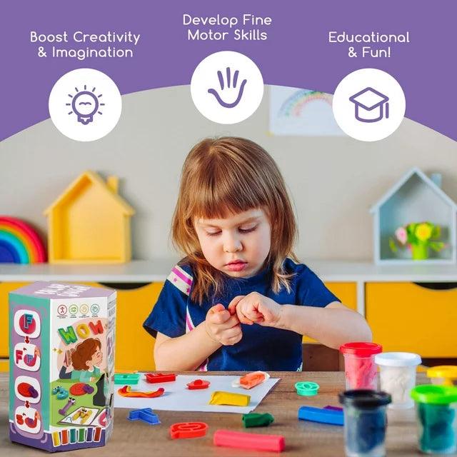 Hot Bee 49 Pcs Letters and Numbers Play Dough Set for Toddlers, Educational Learning Toys, Color Dough Art Toy Set