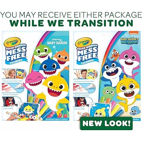 Crayola Baby Shark Color Wonder Pages, Mess Free Coloring For Toddlers, Kids Holiday Gift, Stocking Stuffer, Travel Activities