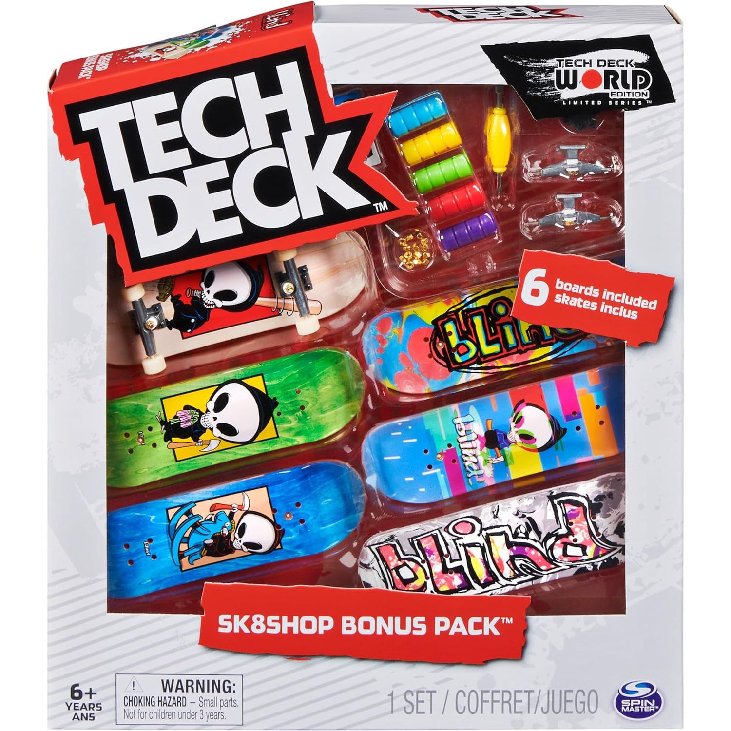 TECH DECK، حزمة Sk8shop الإضافية للوحة الأصابع، ألواح تزلج صغيرة قابلة للتجميع والتخصيص، ألعاب أطفال للأعمار من 6 سنوات فما فوق (قد تختلف الأنماط)