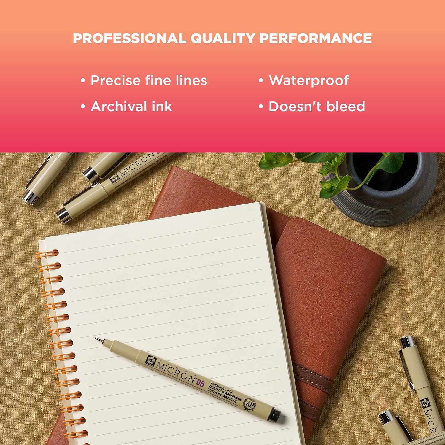 أقلام ساكورا بيجما ميكرون فاينلاينر - أقلام حبر أسود أرشيفية للكتابة أو الرسم أو تدوين الملاحظات - أحجام رؤوس متنوعة - عبوة من 6 قطع 