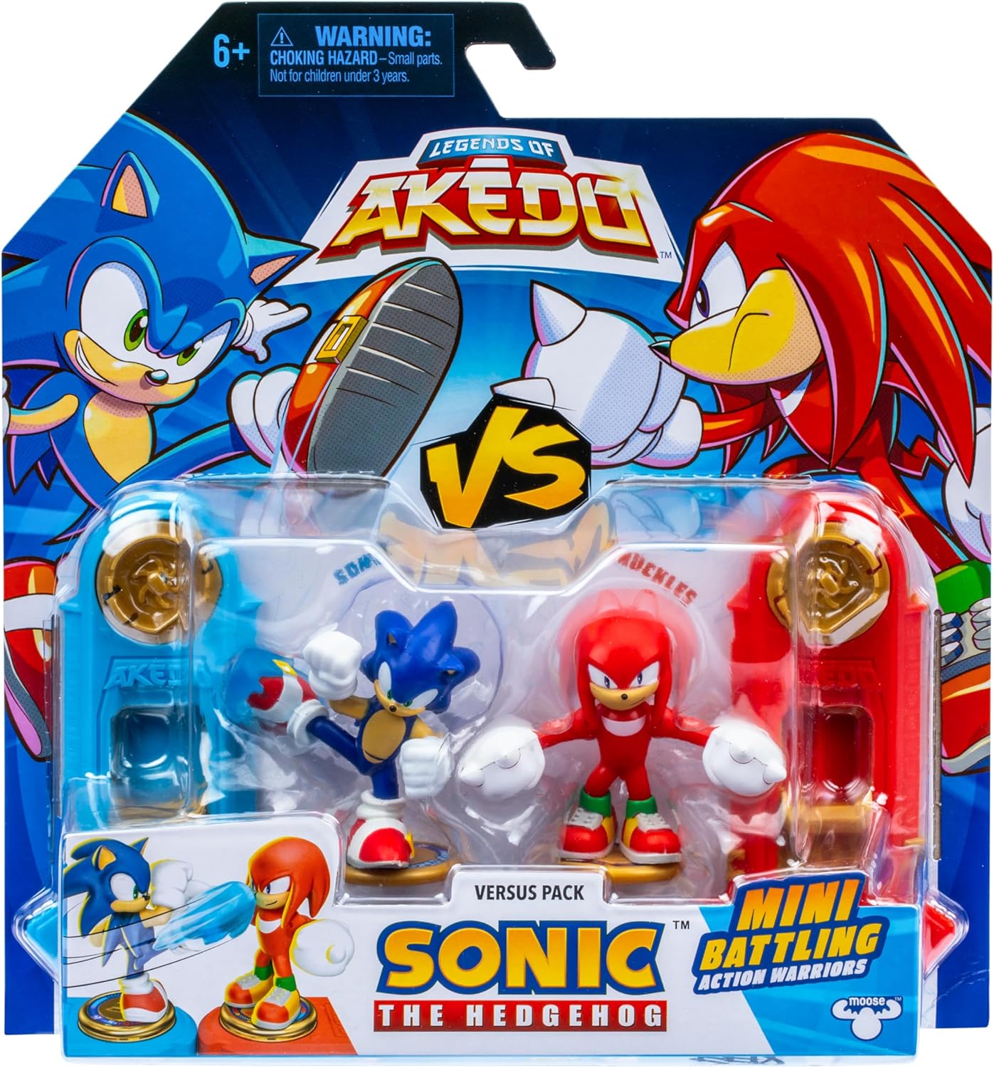 AKEDO Sonic The Hedgehog Versus Pack with Sonic and Knuckles, 2.25 Inches Tall