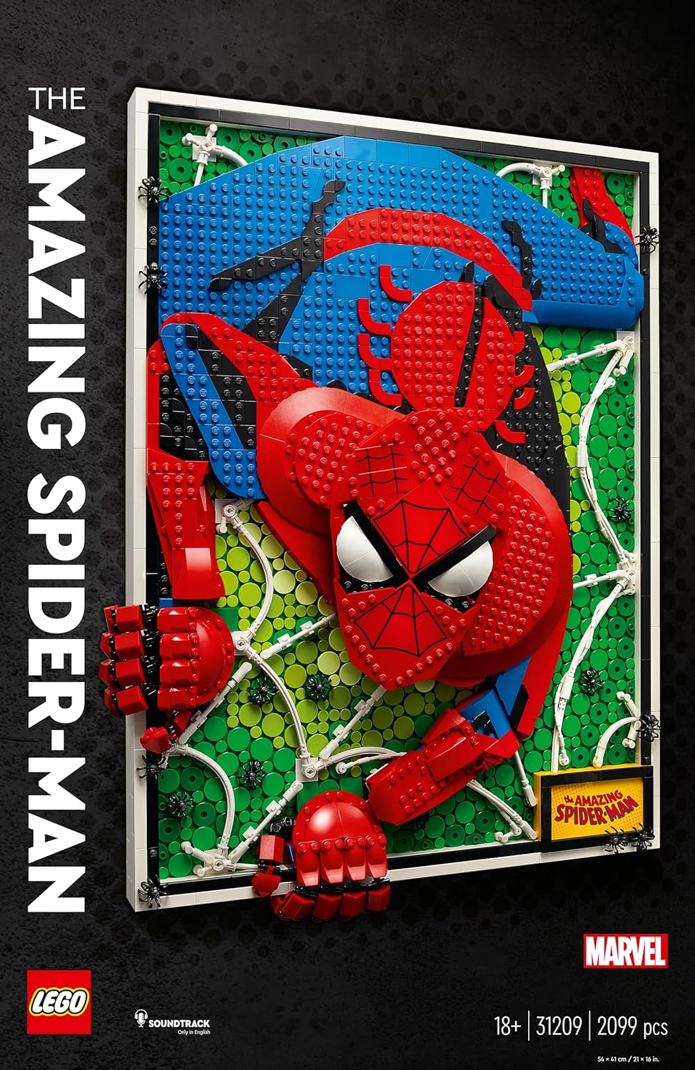 LEGO 31209 ART The Amazing Spider-Man 3D Wall Art Set, Buildable Canvas Poster, Super Hero Home Decoration, Creative Activity, Comic Gift for Teens and Adults
