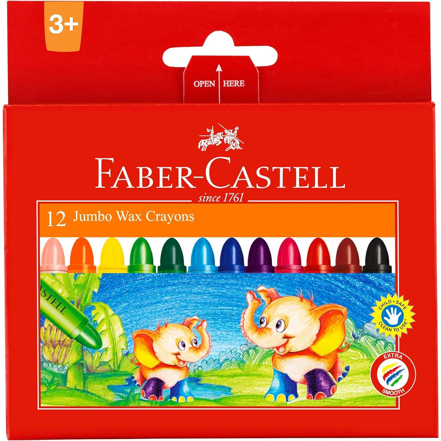 Faber-Castell 12 Super Jumbo coloured wax crayons