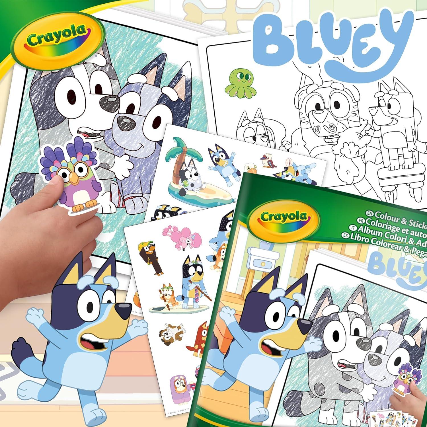 Crayola Bluey Color & Sticker Activity, Bluey Coloring Book, 32 Coloring Pages