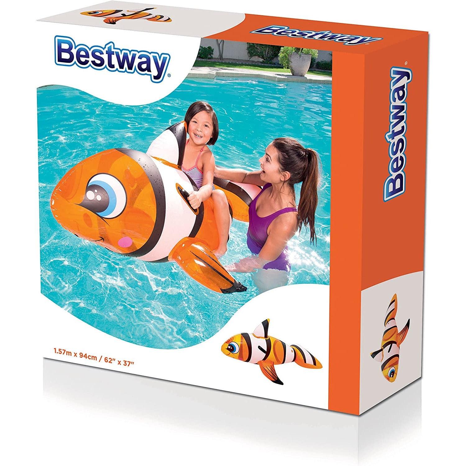 Bestway 41088B 63 Inches Clown Fish Ride-On - BumbleToys - 4+ Years, 5-7 Years, Boys, Clearance, Eagle Plus, Floaters, Girls, Sand Toys Pools & Inflatables