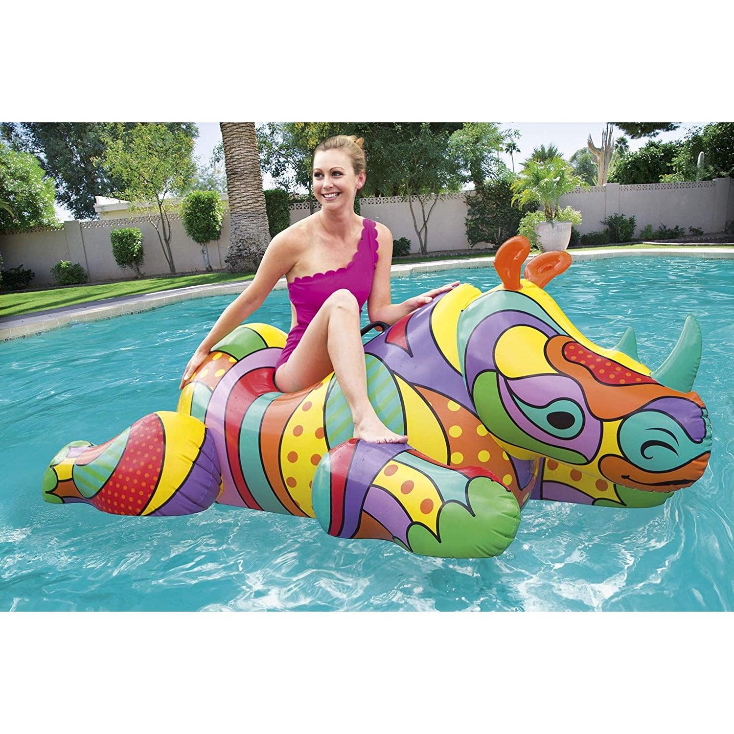 Bestway 41116 Pool Lake Inflatable Summer Party Ride-On Float w/Heavy-Duty Handles - Rhino - BumbleToys - 5-7 Years, Eagle Plus, Floaters, Girls, Sand Toys Pools & Inflatables