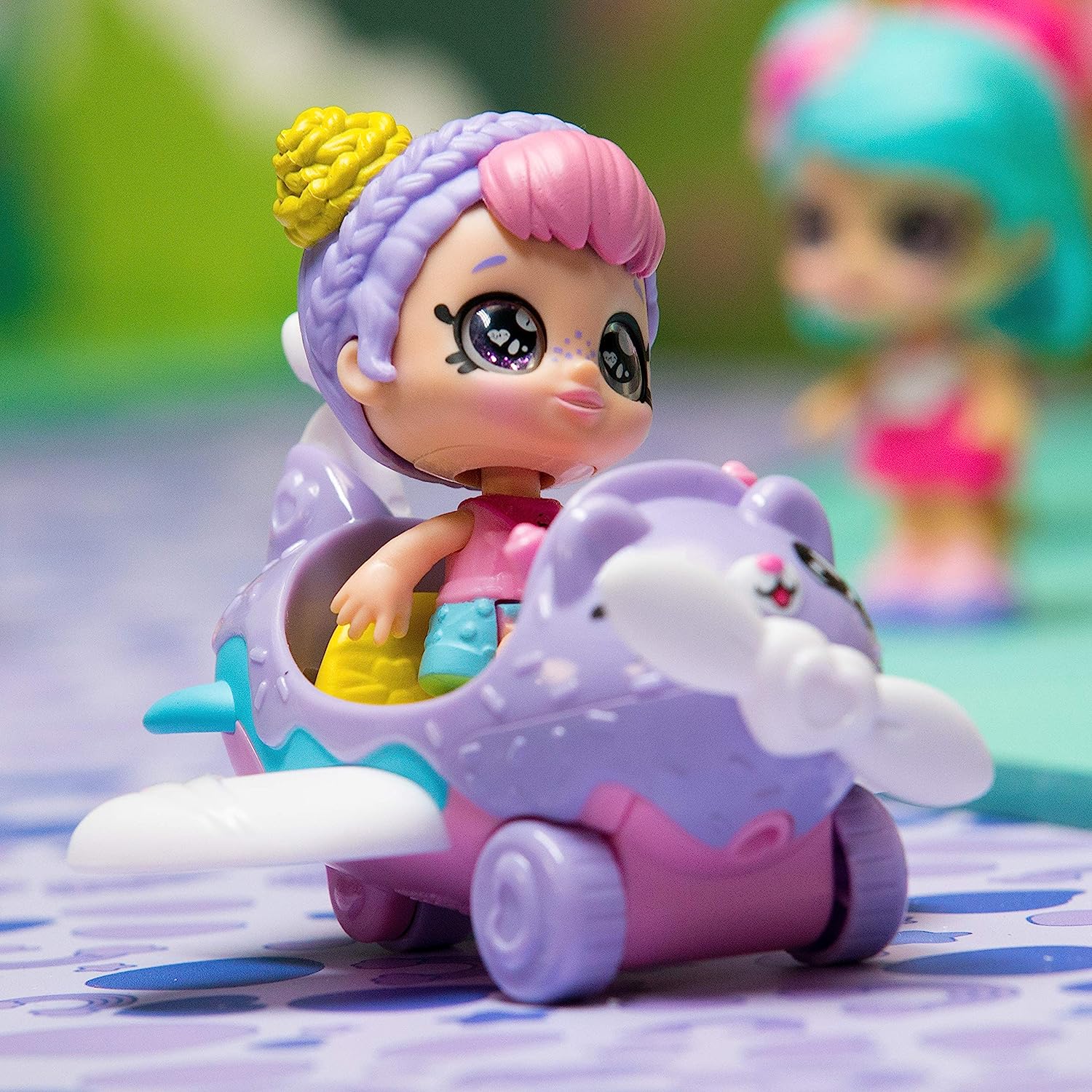 Kindi Kids Minis - Rainbow Kate's Airplane - Collectible Vehicle and Posable Bobble Head Figurine 2pc