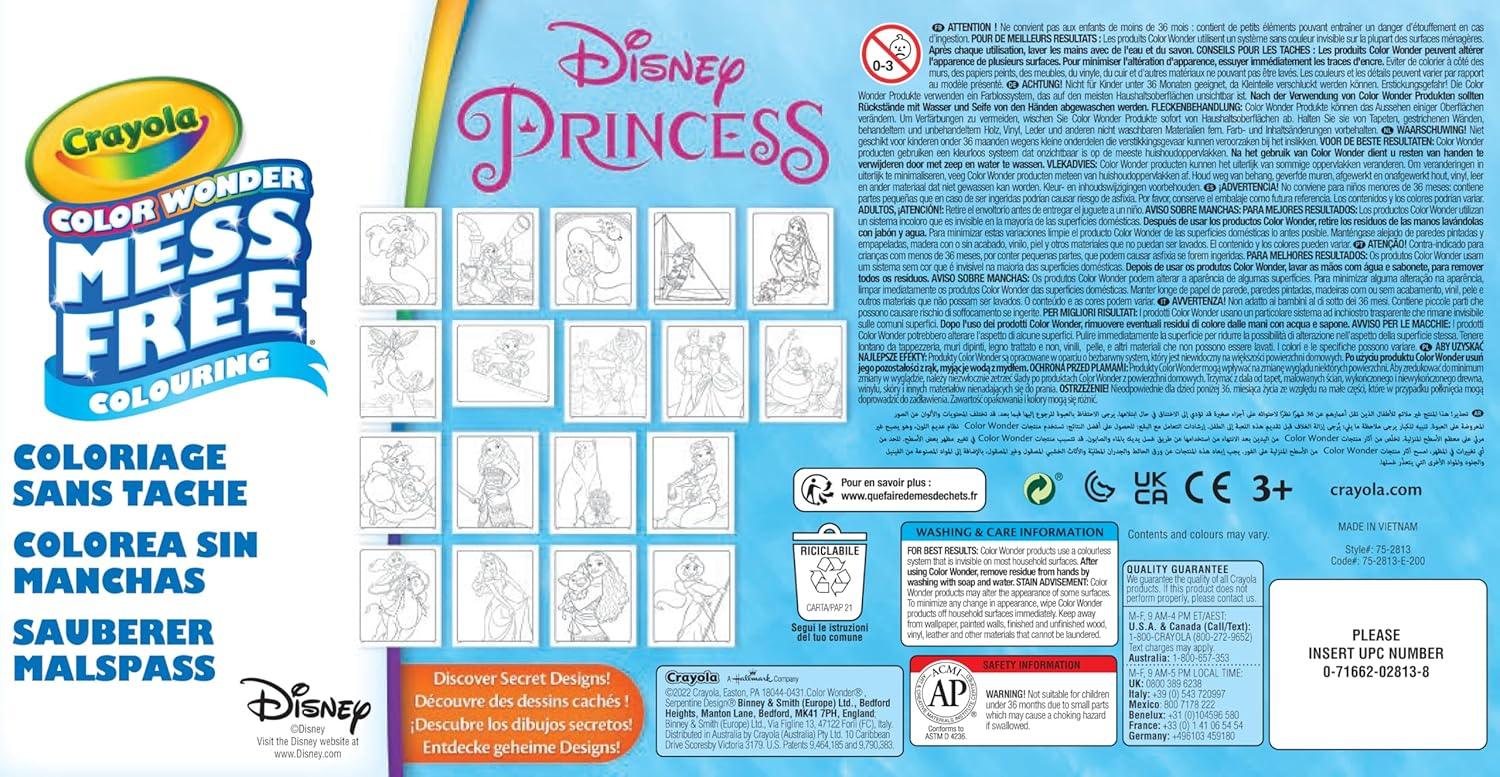 Crayola Mess Free Color Wonder Set Disney Princess, coloring book, 4 markers