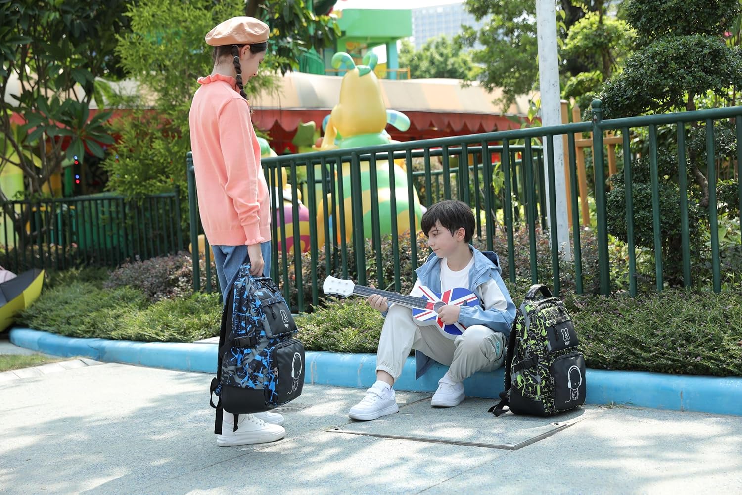 حقيبة ظهر Asge للأولاد في المدارس، حقيبة ظهر مموهة للأطفال، حقيبة كتب للمرحلة الإعدادية، حقيبة ظهر مقاومة للماء للسفر (أزرق)