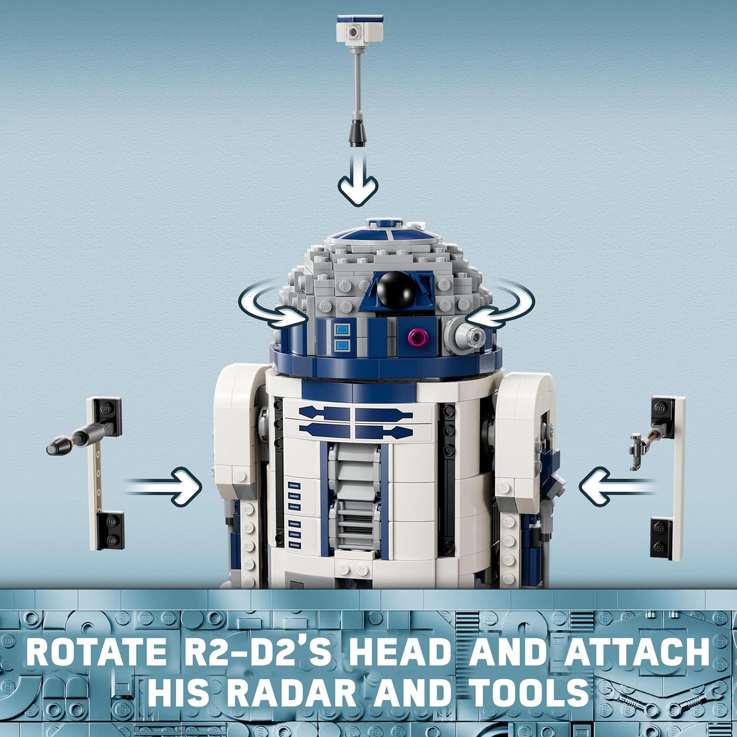 ليجو 75379 ستار وورز R2-D2، شخصية الروبوت المبنية من الطوب، ديكور غرفة ستار وورز القابل للتجميع مع شخصية دارث ملاك الصغيرة الحصرية للذكرى الخامسة والعشرين، هدية لعب إبداعية.