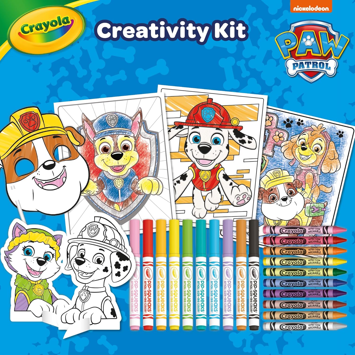 Crayola Paw Patrol Creative Colouring Pages, Marker Pens, Wax Crayons, 60 Pieces