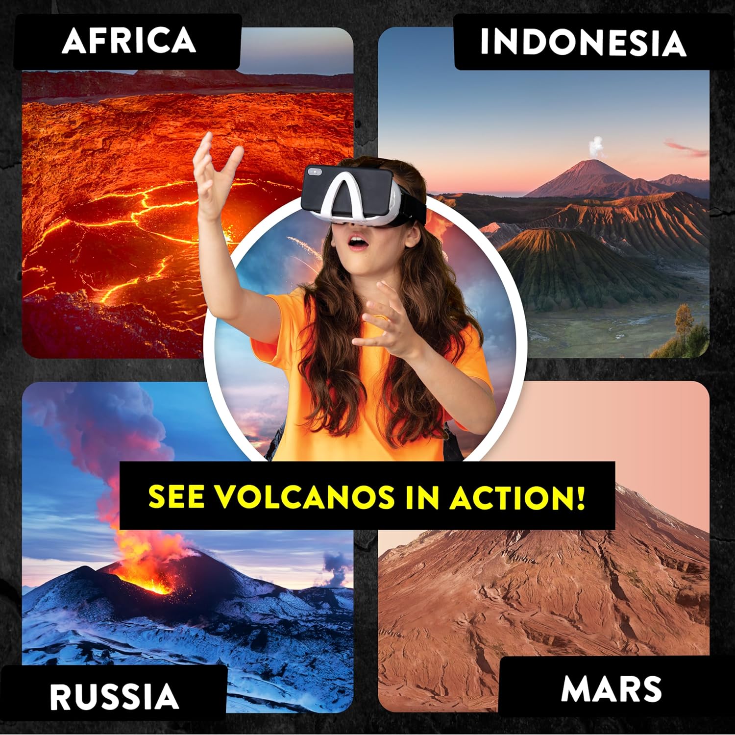 Abacus Brands STEAM Volcano Lab VR - Build and Erupt Your Own Volcano - Virtual Reality Kids Science Kit, Book and Interactive STEAM Learning Activity Set - for Ages 8 and Up