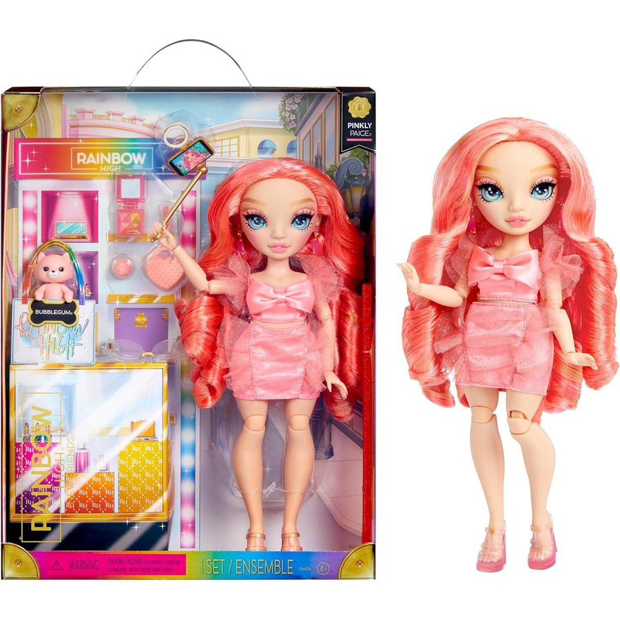 Rainbow High Pinkly - Pink Fashion Doll in Fashionable Outfit, with Glasses & 10+ Colorful Play Accessories