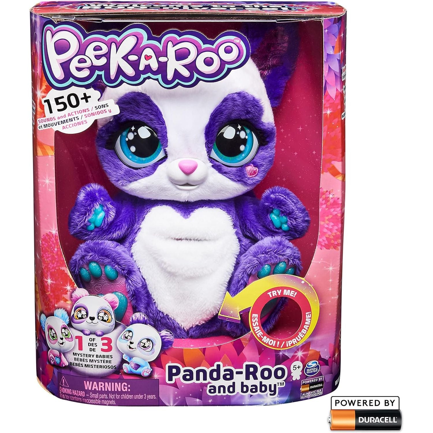 Peek-A-Roo, Interactive Panda-Roo Plush Toy with Mystery Baby and Over 150 Sounds and Actions