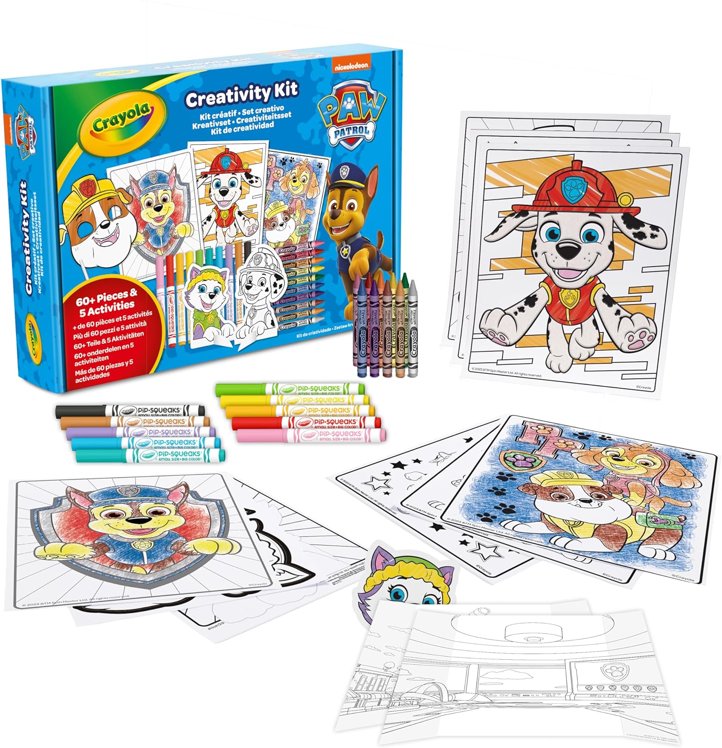 صفحات تلوين إبداعية من Crayola Paw Patrol، أقلام تحديد، أقلام شمع، 60 قطعة