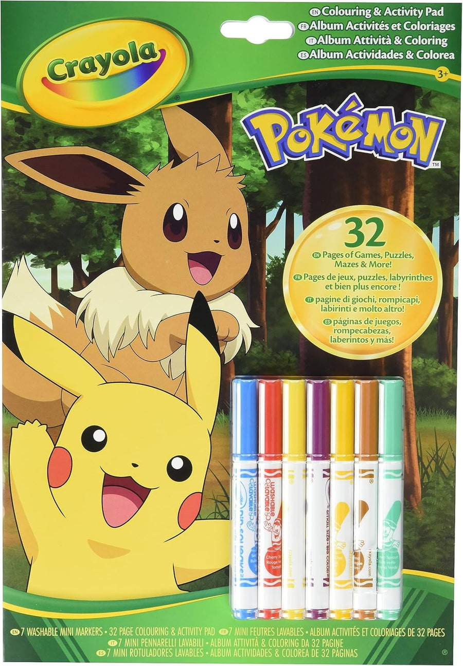 Crayola Pokemon Activities Coloring Book | 32 Pages with 7 Markers Included - Featuring All Your Favorite Pokemon Characters