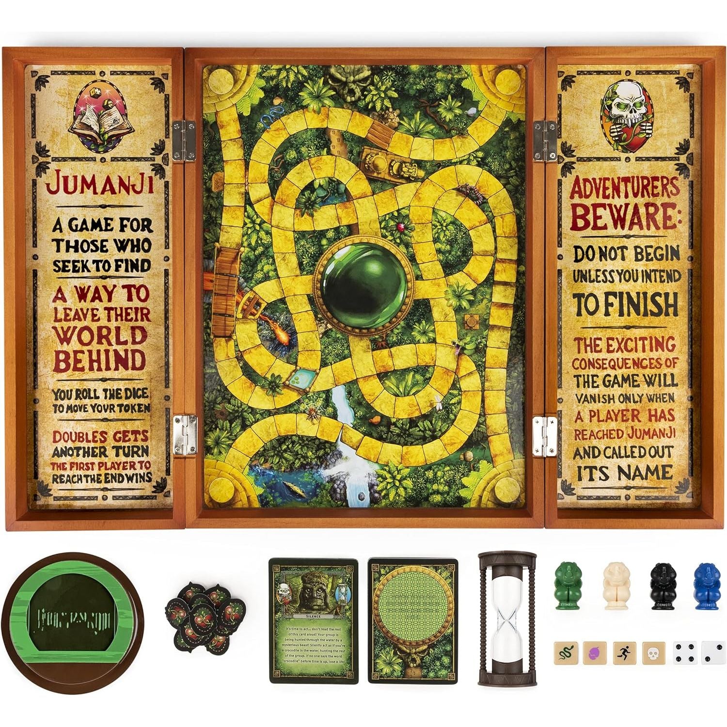 Spin Master Games Jumanji The Game Real Wooden Box Edition of The Classic Adventure Board Game