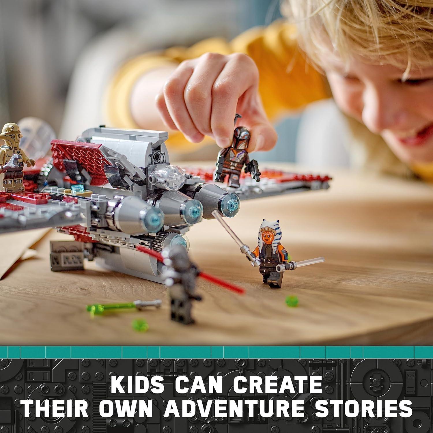 مجموعة لعب ليجو 75362 ستار وورز أهسوكا تانو T-6 جيدي شاتل ستار وورز مبنية على مسلسل أهسوكا التلفزيوني، لعبة بناء مستوحاة لمحبي أهسوكا تتميز بسفينة فضائية قابلة للبناء و4 شخصيات من حرب النجوم