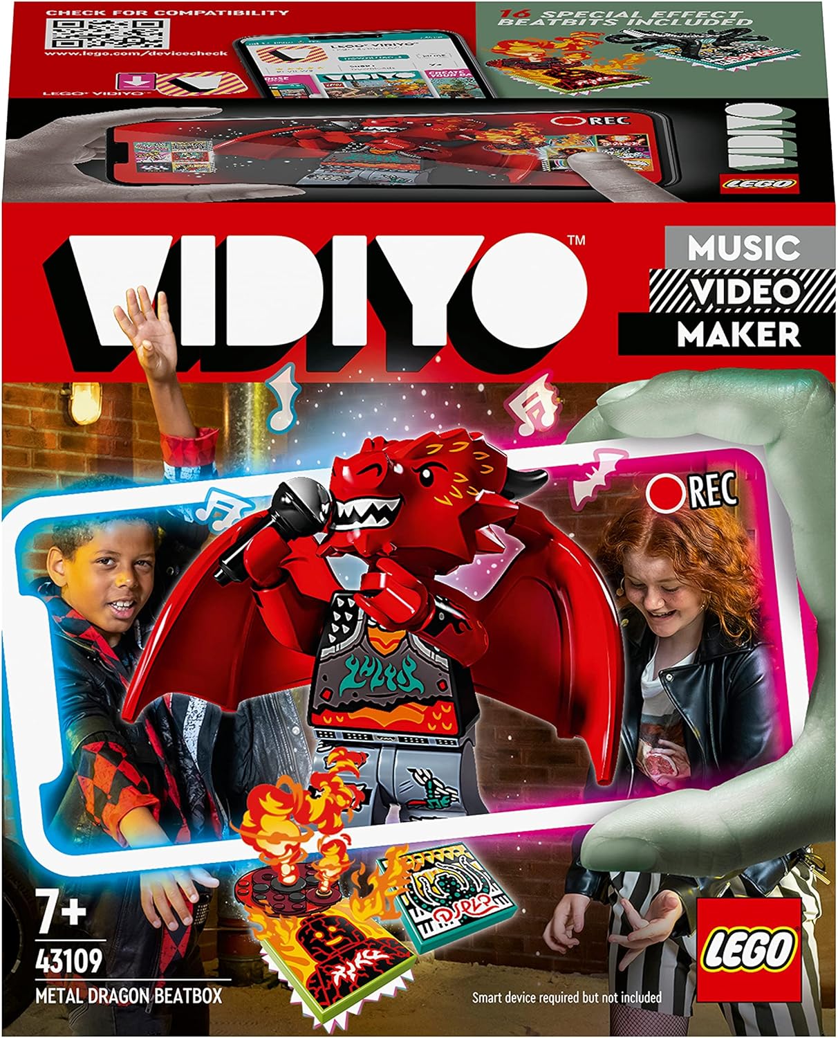 LEGO 43109 VIDIYO Metal Dragon BeatBox Music Video Maker Musical Toy for Kids, Augmented Reality Set with App-Large