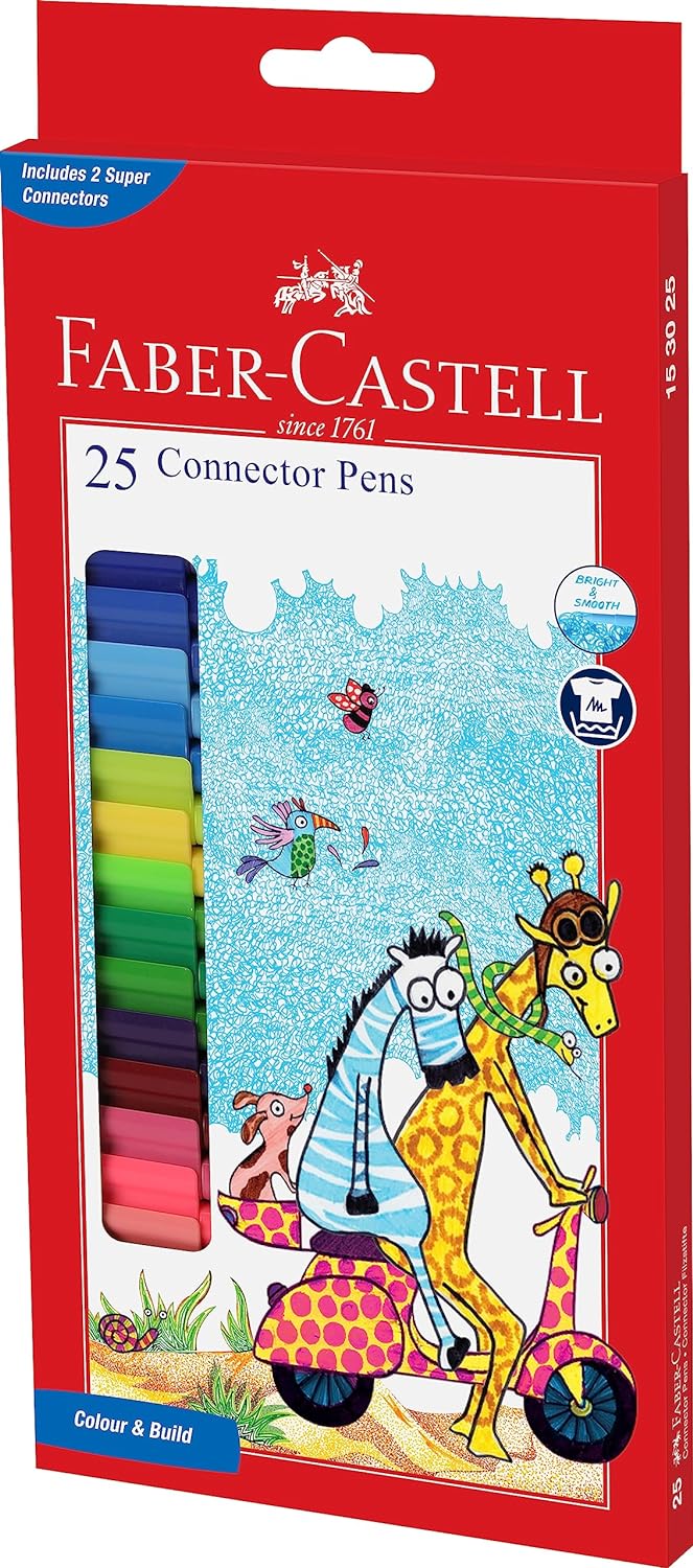 Faber-Castell 153025 25 Connector Pens With 2 Free Connectors - Multi Color