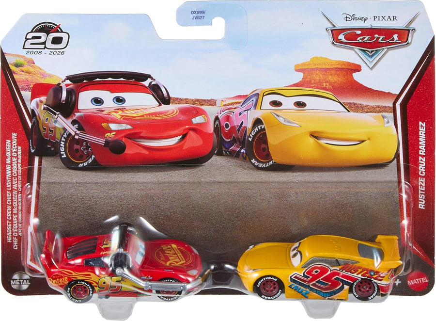 Mattel Disney Pixar Cars Metal Series 2 Pack - Headset Crew Chief Lightning McQueen & Rusteze Cruz Ramirez
