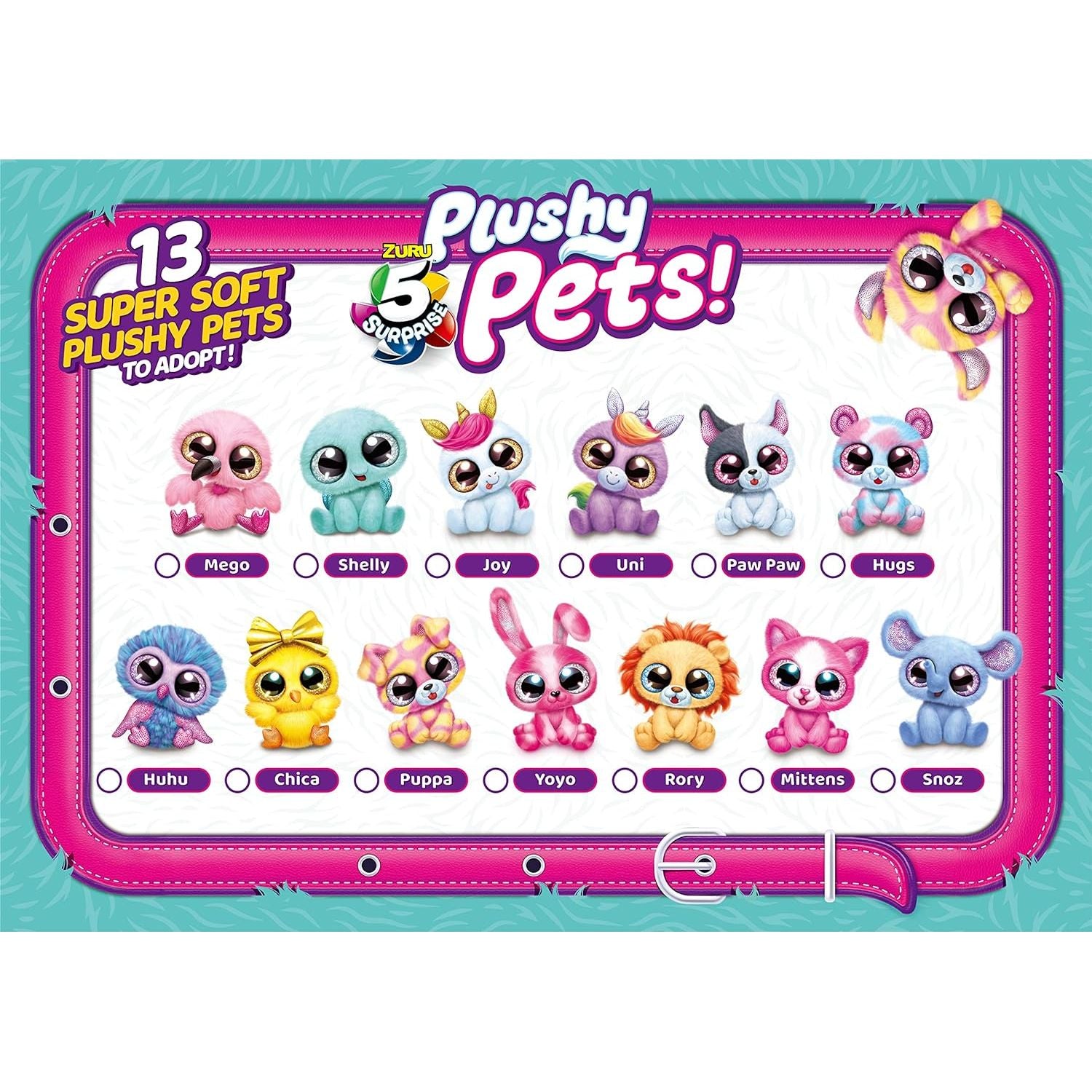 5 Surprise Plushy Pets Series 1 by ZURU Cute Stuffed Animal Miniature Toys, Mystery Collectible Plushies