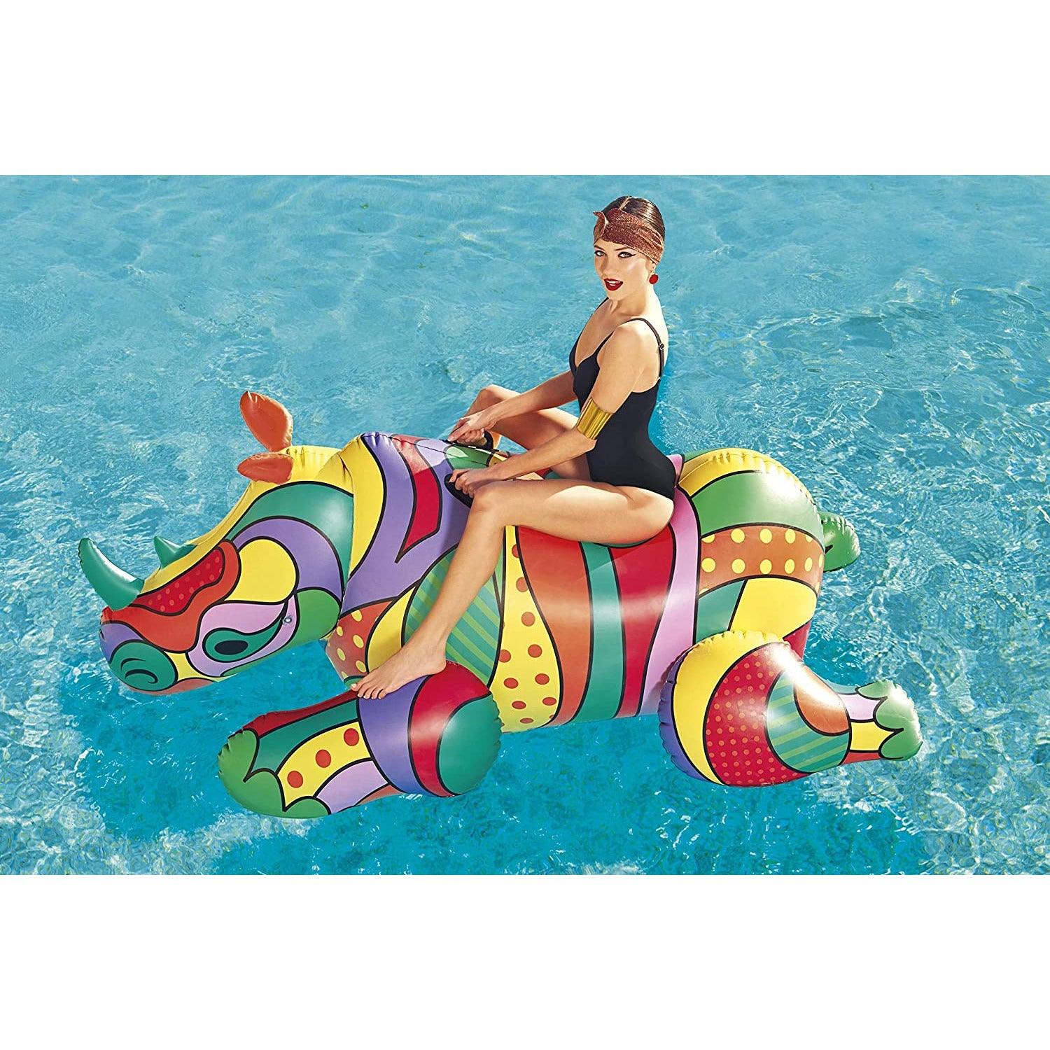 Bestway 41116 Pool Lake Inflatable Summer Party Ride-On Float w/Heavy-Duty Handles - Rhino - BumbleToys - 5-7 Years, Eagle Plus, Floaters, Girls, Sand Toys Pools & Inflatables
