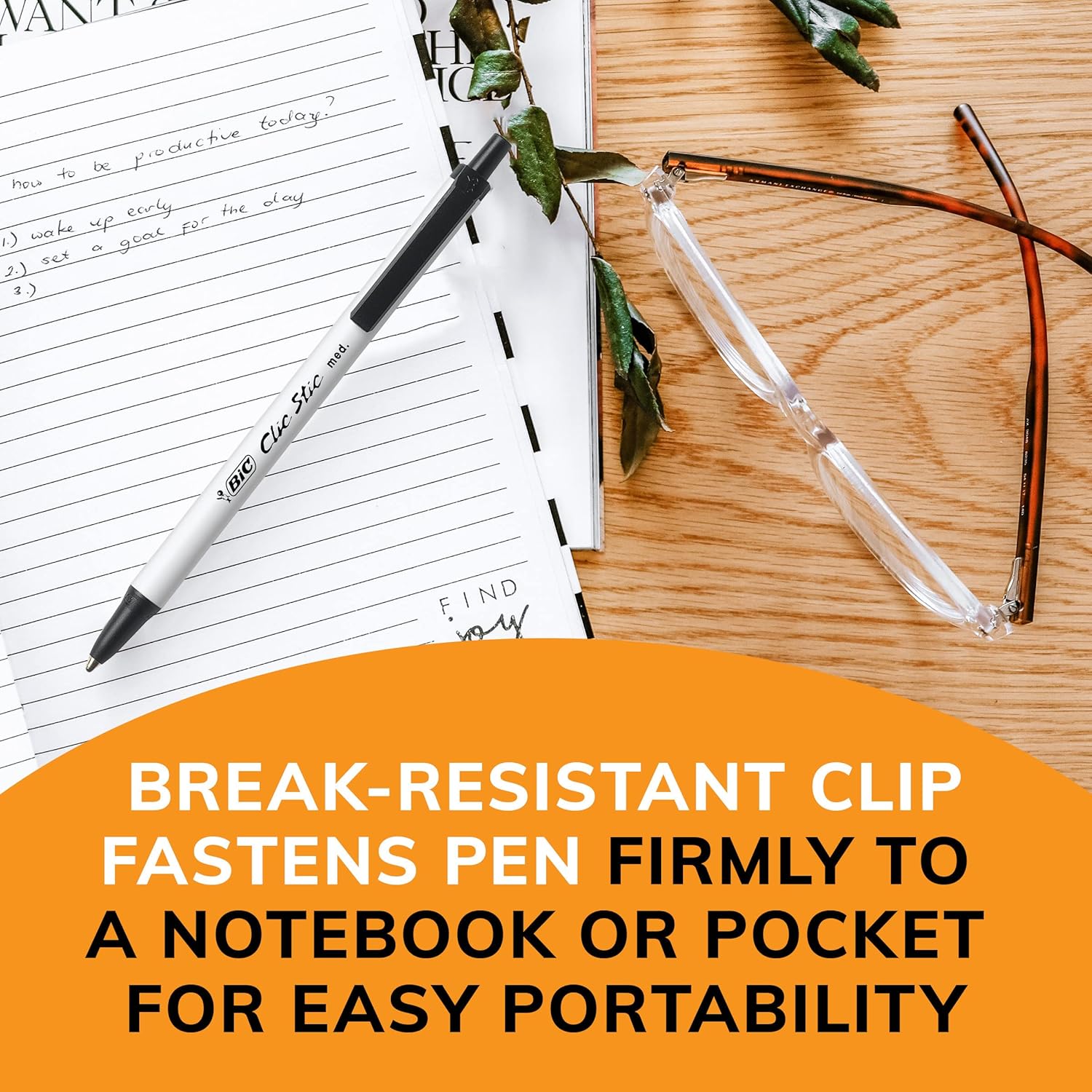 أقلام حبر جاف قابلة للسحب من BIC Clic Stic باللون الأسود، متوسطة الرأس (1.0 مم)، عبوة من 24 قلمًا، بتصميم أسطواني مستدير للكتابة المريحة 