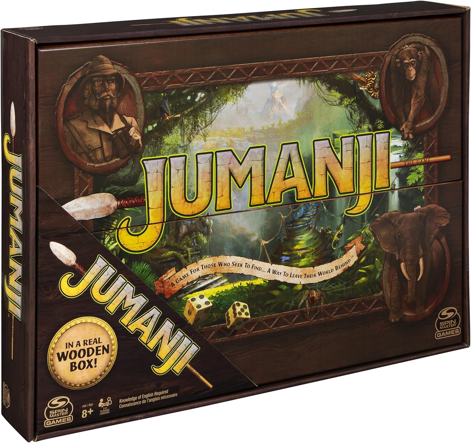 Spin Master Games Jumanji The Game Real Wooden Box Edition of The Classic Adventure Board Game