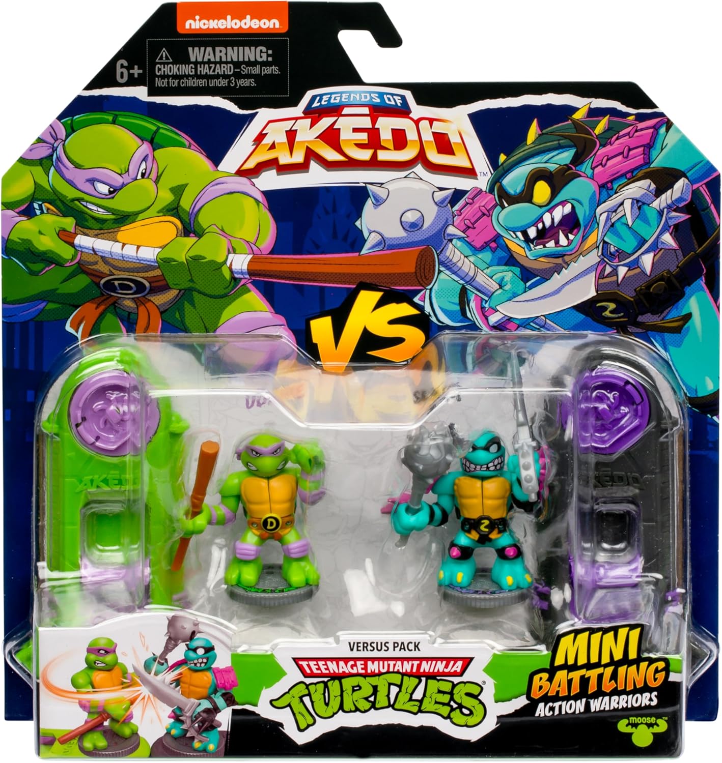 Akedo Teenage Mutant Ninja Turtles - Versus Pack Donnie Versus Slash, Includes 2 Mini Battling Figures