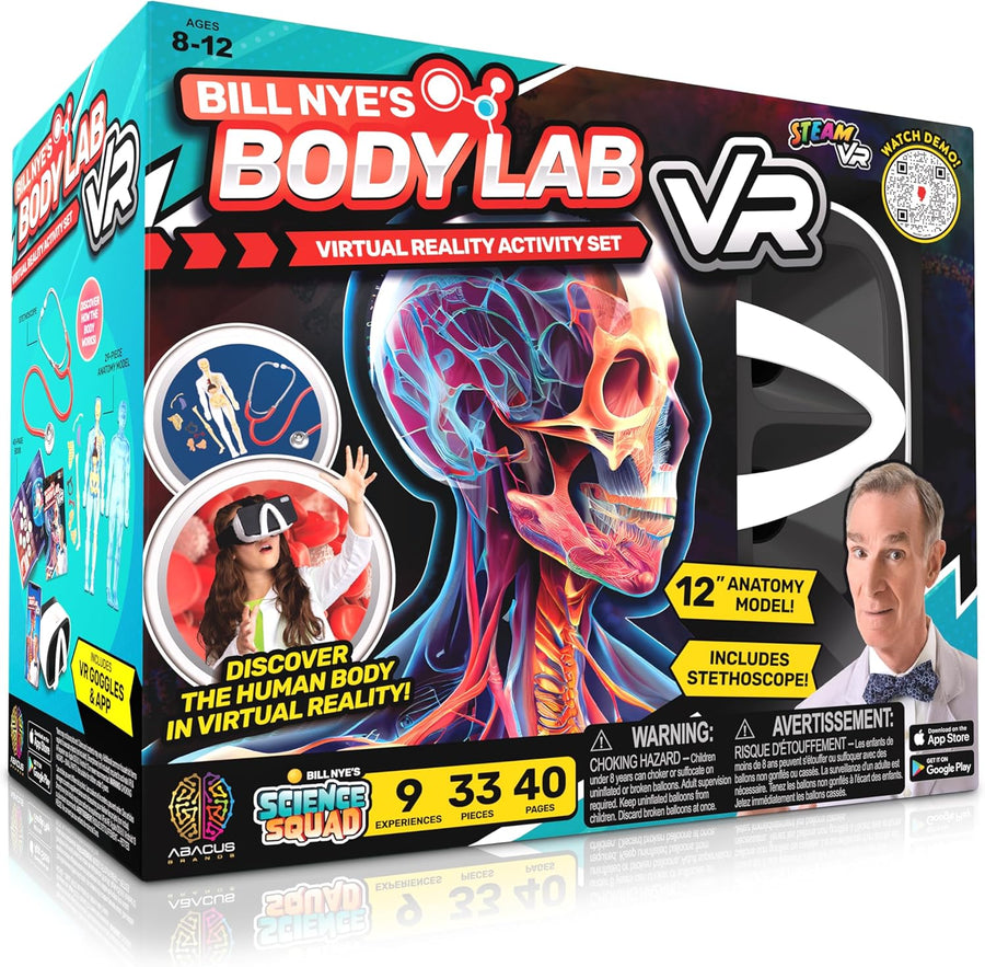 Abacus Brands Bill Nye's Science Squad: Body Lab VR - Virtual Reality Kids Science Kit, Book and Interactive Learning Activity Set - for Ages 8 and Up