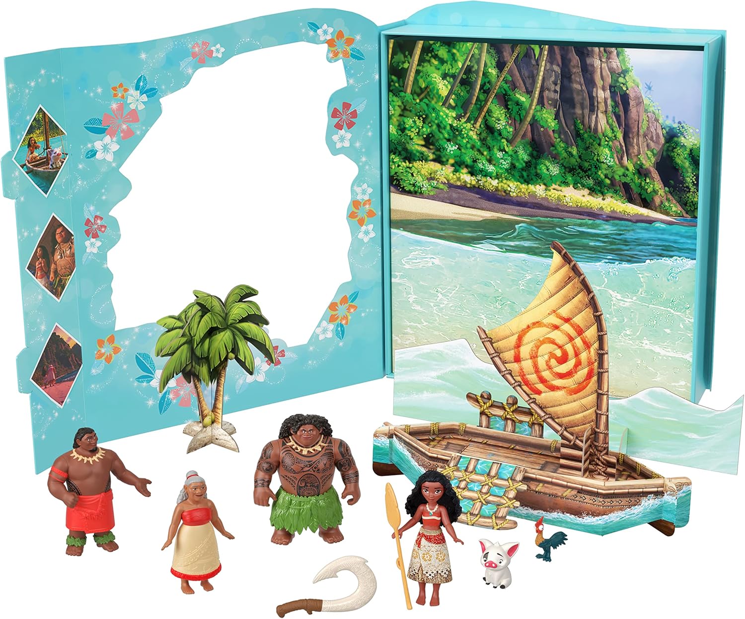 Disney Princess Moana Deluxe Story Set, Character Figurines and Playset, Kids Toys