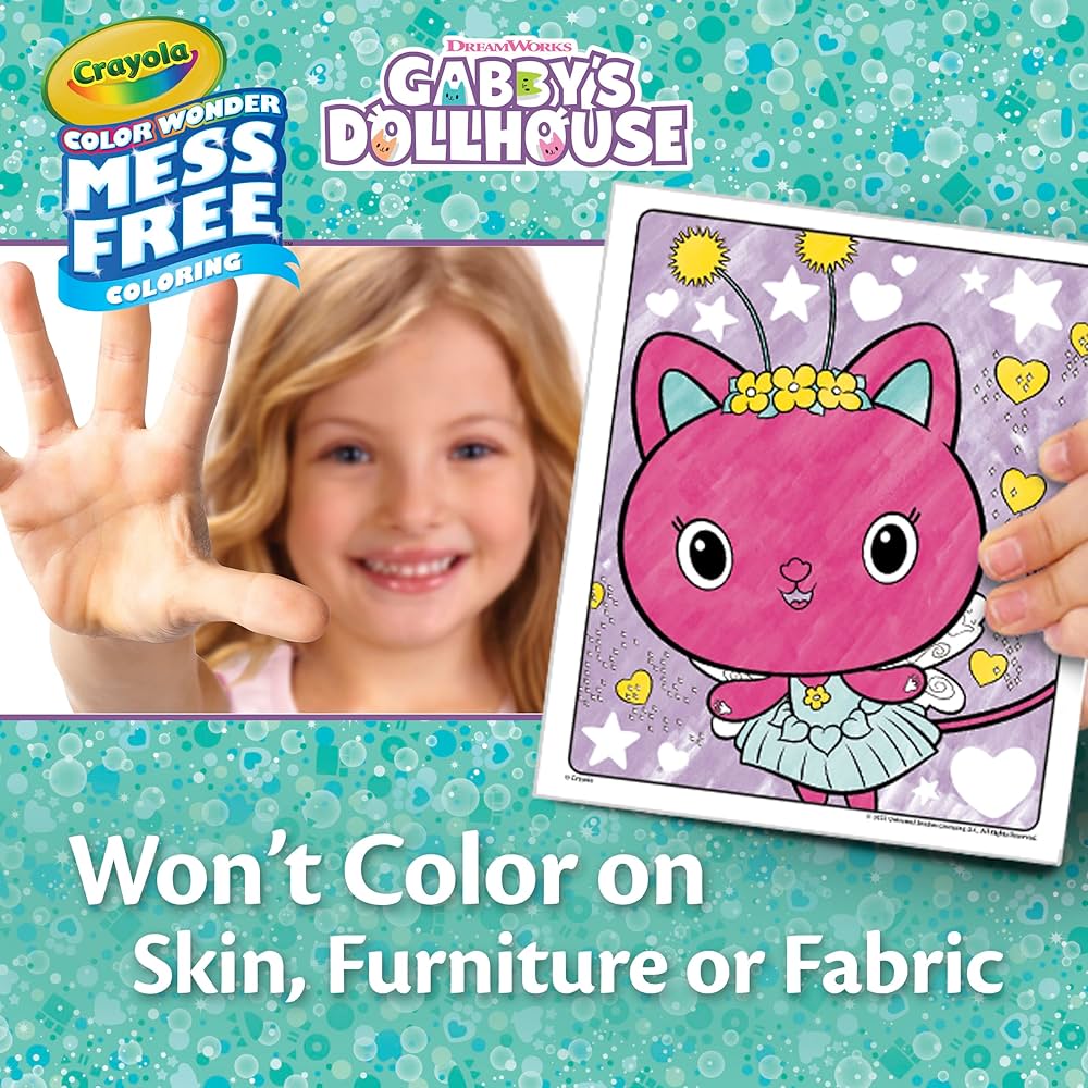Crayola  Color Wonder, Coloring Set containing 18 Colouring Pages and 4 Felt-tip pens with The Theme of gabby's dollhouse