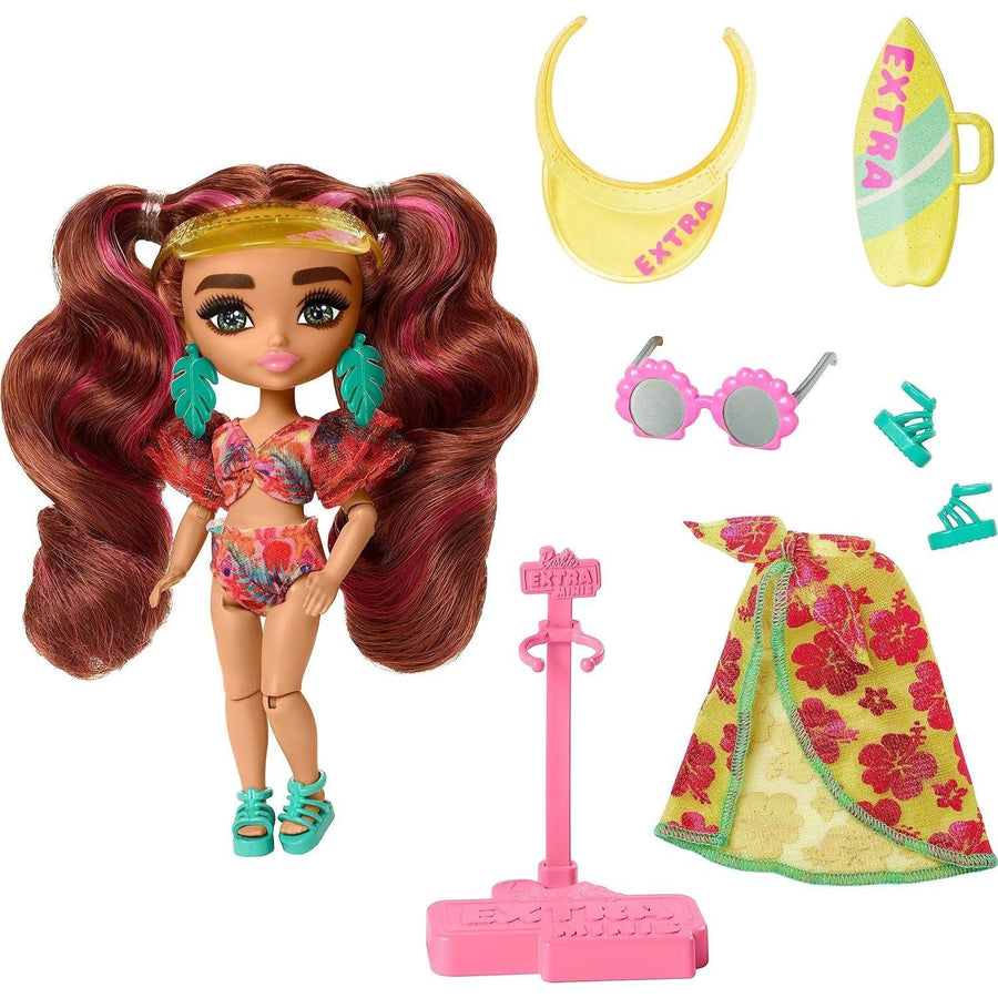 Barbie Extra Minis Travel Doll with Beach Fashion: Barbie Extra Fly Small Doll, Tropical Outfit with Accessories