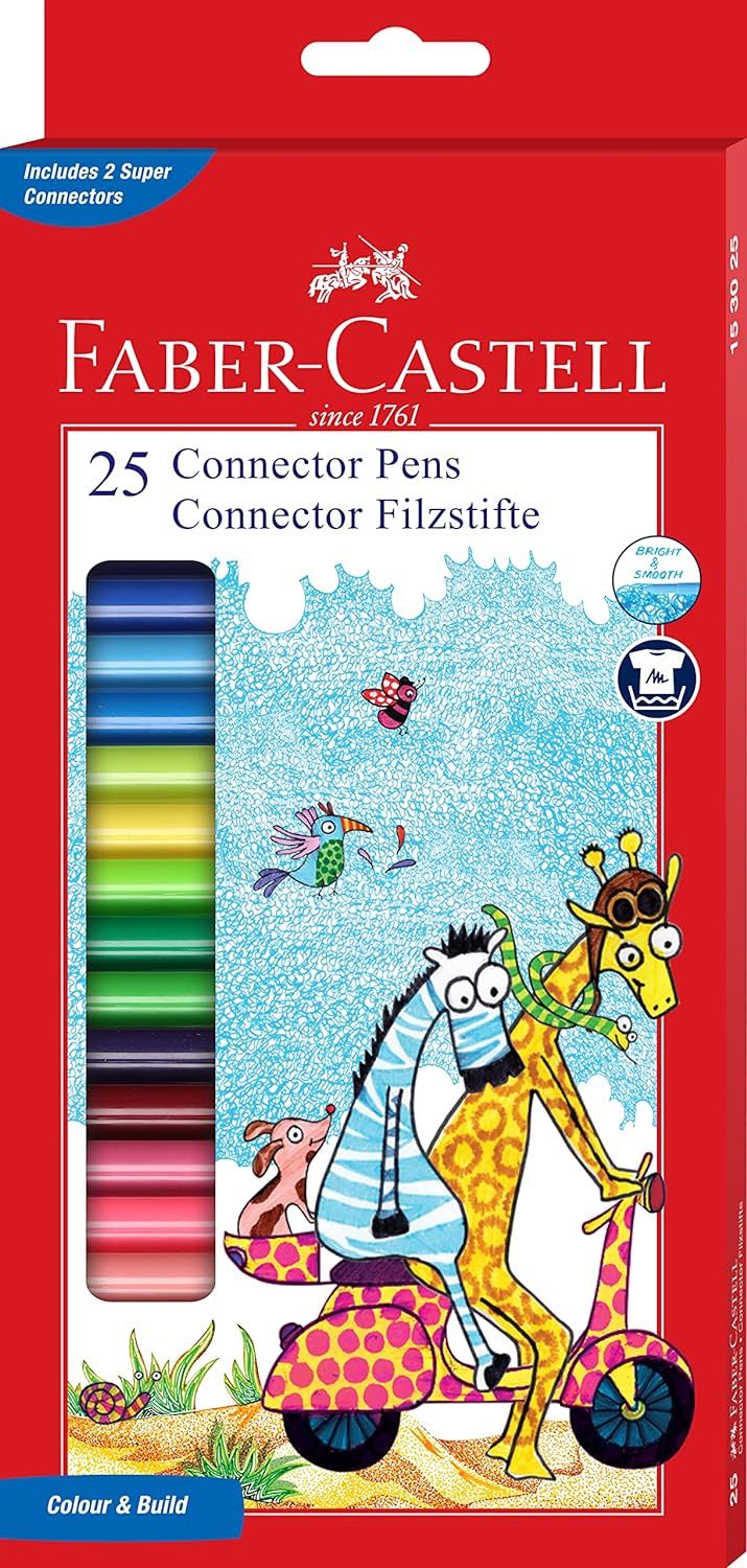 Faber-Castell 153025 25 Connector Pens With 2 Free Connectors - Multi Color