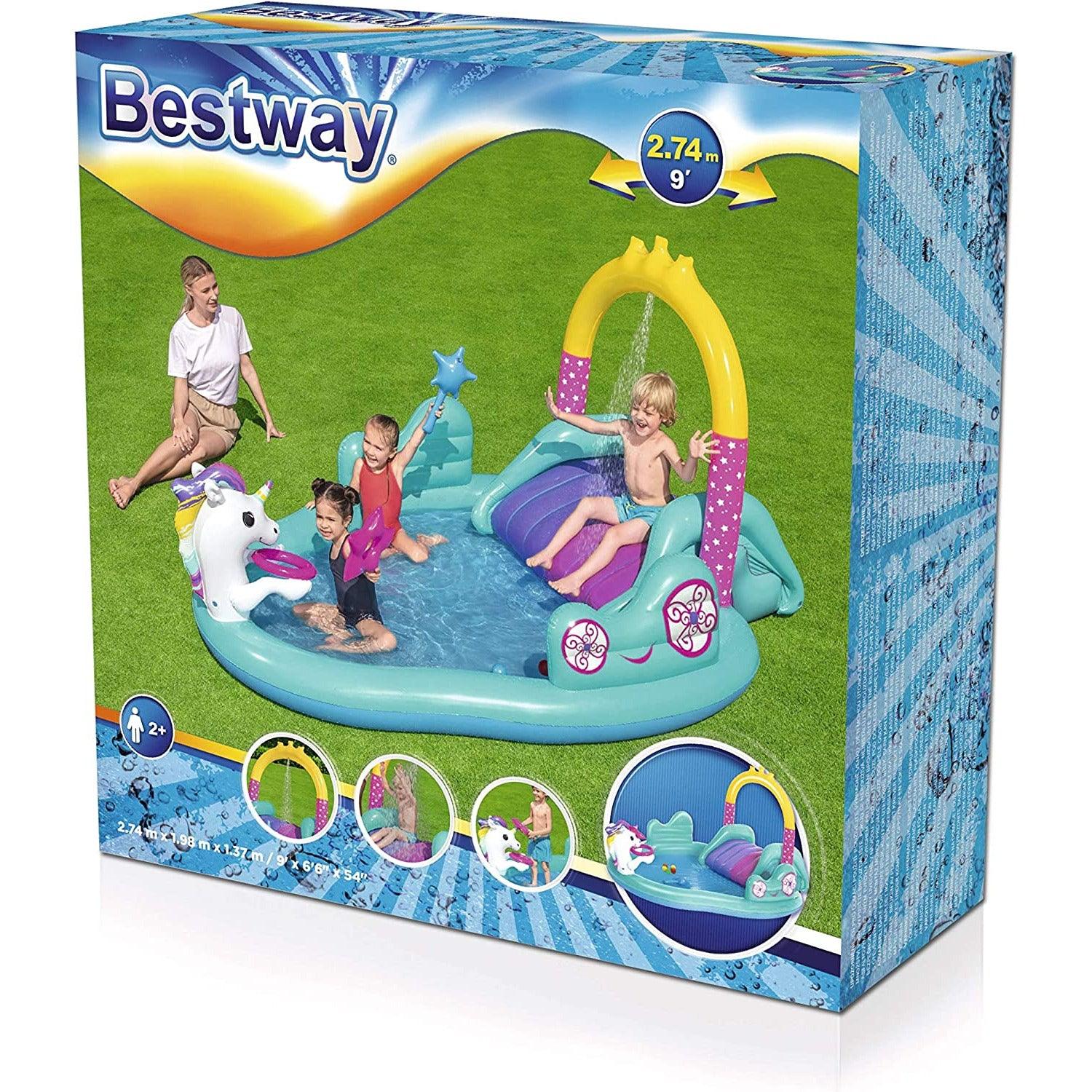 Bestway 53097 Inflatable Play Center with Inflatable Unicorn - BumbleToys - 8-13 Years, Boys, Eagle Plus, Floaters, Island, Sand Toys Pools & Inflatables
